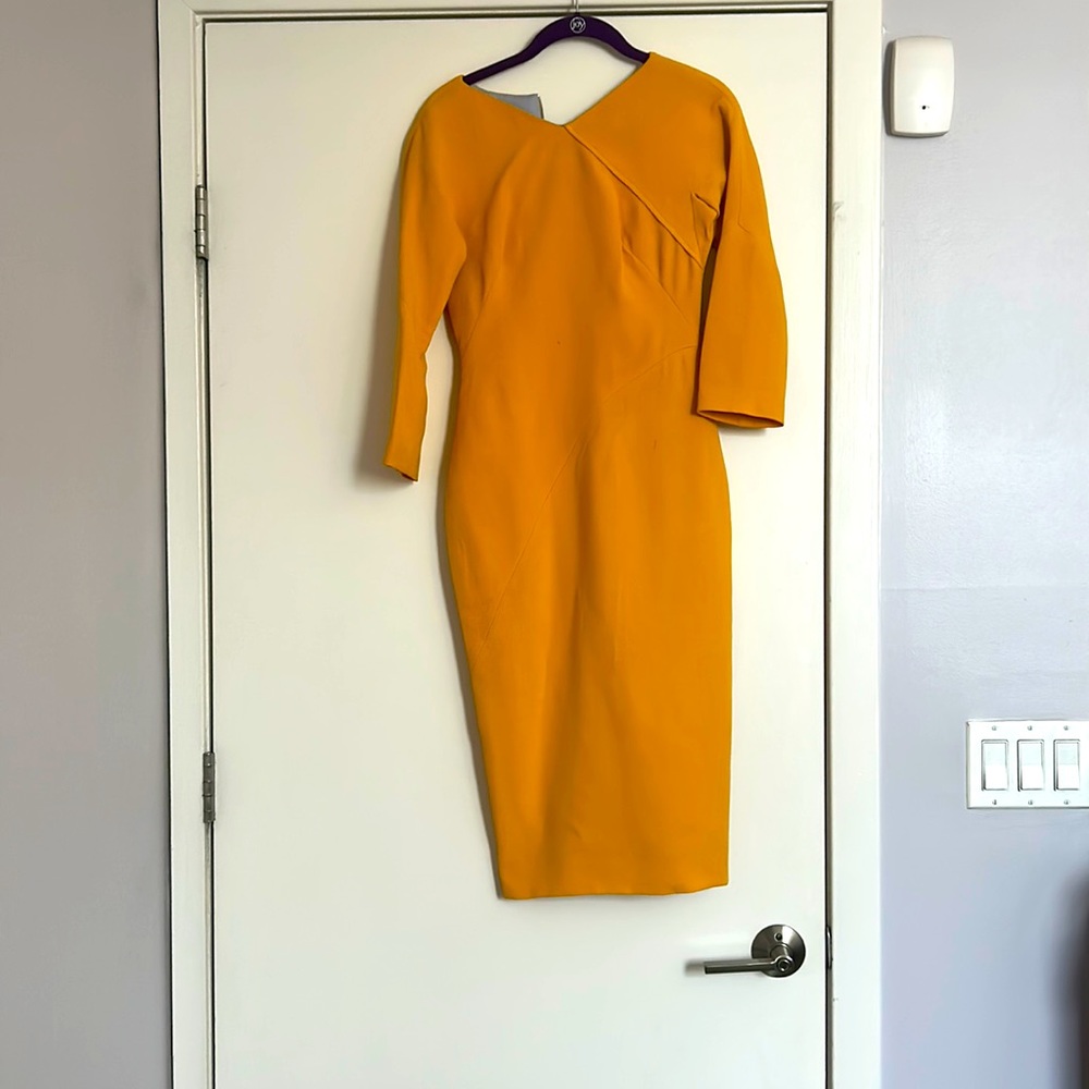 Victoria Beckham Mustard MIDI Dress